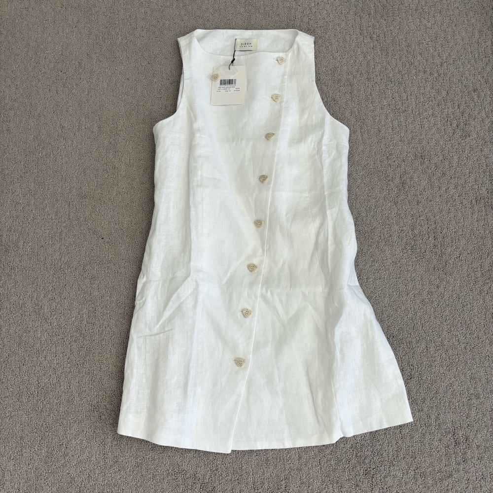 NWT DISSH Tommy White Linen Mini Dress in White - Size 6 US